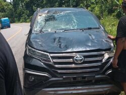 Diduga Mengantuk, Mobil Toyota Rush Terbalik di Tikungan Cerekang Malili