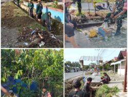 TNI dan Warga Wonorejo Gelar Karya Bakti Bersihkan Saluran Irigasi