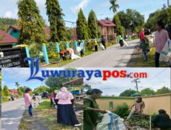 Pemdes Lamaeto Bergotong Royong Sambut Lomba Bersih Desa Tingkat Kabupaten Luwu Timur