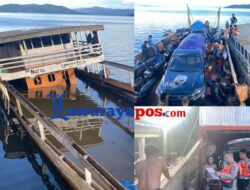 Masyarakat dan Polisi Gotong Royong Evakuasi Kendaraan di KM. Nurul Jaya