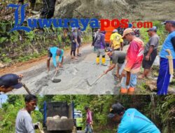 Anggota DPRD Luwu Timur Rusdi Layong Membersamai Warga Gotong Royong Pengecoran Jalan Poros Kawata–Parumpanai
