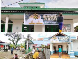 Pemdes dan BPD Desa Manggala Pasang Spanduk Ramadan, Lanjut Gotong Royong di Masjid