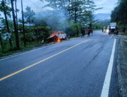 Tangki Bocor, Mobil Terbakar di Luwu Timur Saat Perjalanan Poso–Soppeng