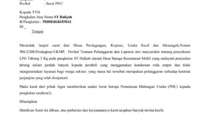 PT Haerani Gas Tindak Tegas Pangkalan LPG 3 Kg Berdasarkan Laporan Koperindag