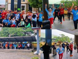 Pelaksanaan Sabtu Sehat Juara di Halaman Kantor Camat Angkona Tetap Semarak Meski Diguyur Hujan