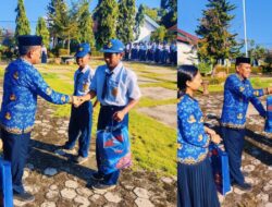 SMPN 1 TOMONI TIMUR Salurkan Bantuan Tas, Seragam, dan Pakaian Olahraga Usai Upacara HKN di Lapangan Sekolah