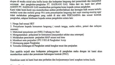 PT Haerani Gas Tegaskan Aturan Distribusi LPG 3 Kg, Pangkalan Terancam PHU Jika Melanggar