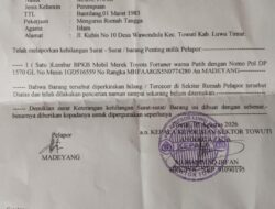 Warga Towuti Laporkan Kehilangan BPKB Toyota Fortuner ke Polisi