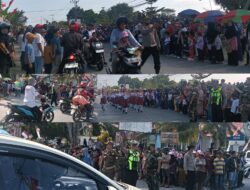 Personel Gabungan Polri, TNI dan Satpol PP Amankan Gerak Jalan HUT RI ke-81 di Mangkutana