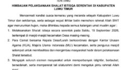 Bupati Lutim Ajak Masyarakat Bersatu dalam Doa, Shalat Istisqa Digelar Serentak