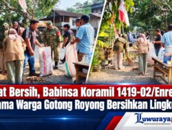 Jumat Bersih, Babinsa Koramil 1419-02/Enrekang Bersama Warga Gotong Royong Bersihkan Lingkungan