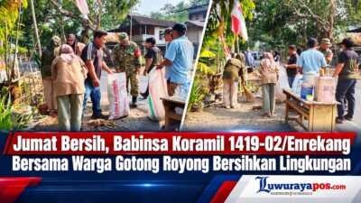 Jumat Bersih, Babinsa Koramil 1419-02/Enrekang Bersama Warga Gotong Royong Bersihkan Lingkungan