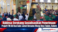 Babinsa Enrekang Sosialisasikan Penerimaan Prajurit TNI AD Usai Salat Jumat Bersama Warga Desa Taulan, Kabere
