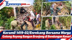 ‎Koramil 1419-02/Enrekang Bersama Warga Gotong Royong Bangun Bronjong di Bendungan Kenari