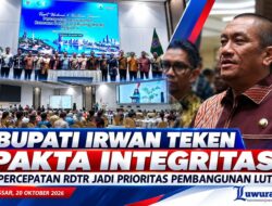 Bupati Irwan Teken Pakta Integritas, Percepatan RDTR Jadi Prioritas Pembangunan Lutim