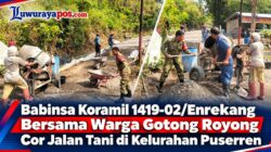‎Babinsa Koramil 1419-02/Enrekang Bersama Warga Gotong Royong Cor Jalan Tani di Kelurahan Puserren