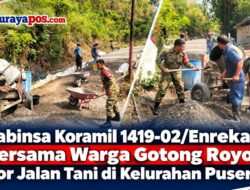 ‎Babinsa Koramil 1419-02/Enrekang Bersama Warga Gotong Royong Cor Jalan Tani di Kelurahan Puserren
