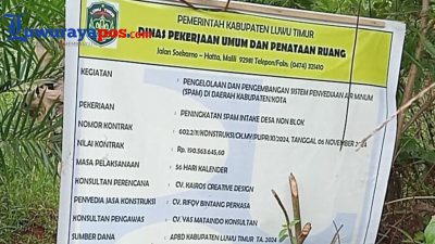 “ASAL  JADI” PENINGKATAN SISTEM PENYEDIAAN AIR MINUM (SPAM)  INTAKE DESA NON BLOK KECAMATAN  KALAENA