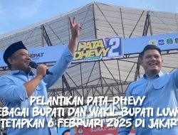 Pelantikan Pata-Dhevy Sebagai Bupati dan Wakil Bupati Luwu Ditetapkan 6 Februari 2025 di Jakarta