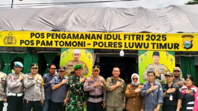 Kunjungan Bupati Dan Wakil Bupati  Luwu Timur Bersama Kapolres Luwu Timur Tinjau Posko Keamanan dan Berikan Bingkisan kepada Petugas Posko.