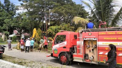 Pemdes Benteng, DAMKAR, dan PTPN Bersinergi Bersihkan Drainase di Perbatasan Lambarese, Benteng